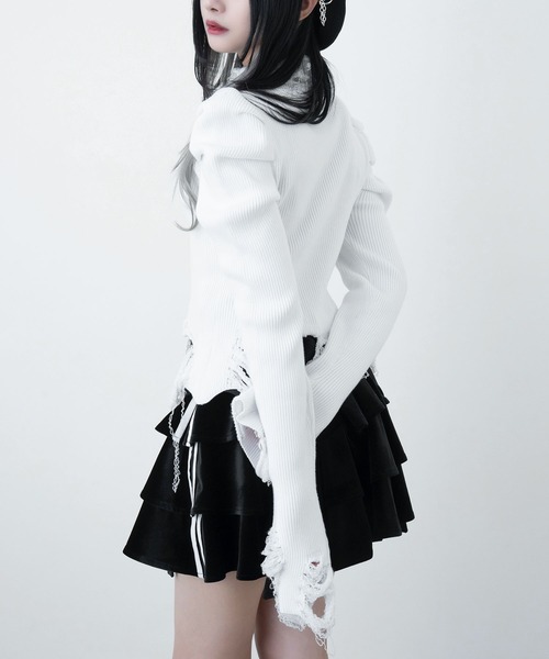 セール】パフスリーブダメージニット（ニット/セーター）｜LAZYSLAY