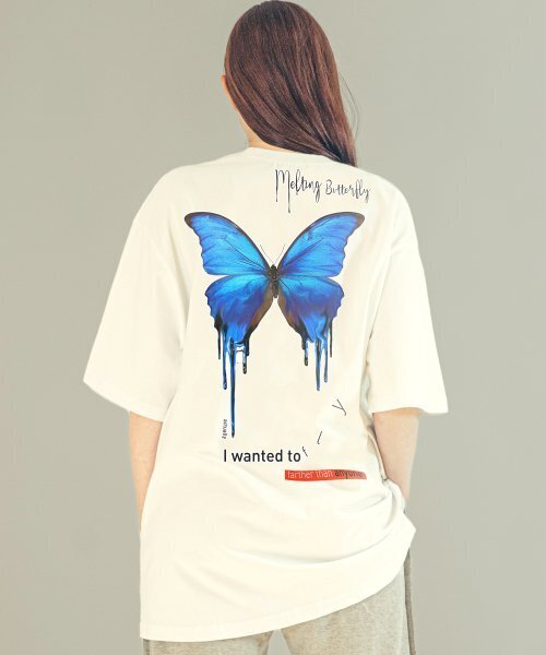BEOM（ボム）の「メルティングバタフライ オーバーサイズ Tシャツ ホワイト（Tシャツ/カットソー・メンズ・その他・1/2）」の6枚目の写真