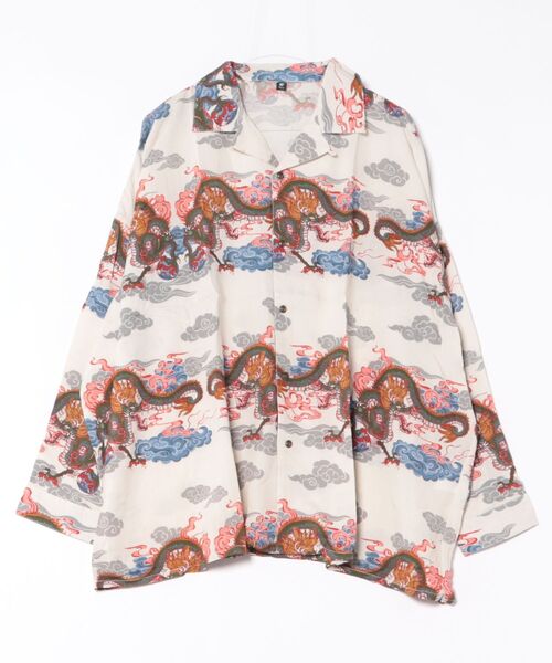 チャイハネ（チャイハネ）の「【チャイハネ】ボーダカ開襟長袖MEN'Sシャツ（シャツ/ブラウス・メンズ・ネイビー/ホワイト/カーキ・FREE）」の2枚目の写真