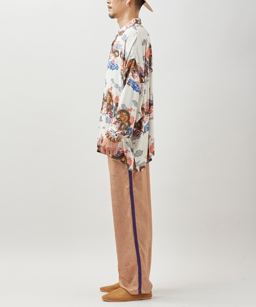 チャイハネ（チャイハネ）の「【チャイハネ】ボーダカ開襟長袖MEN'Sシャツ（シャツ/ブラウス・メンズ・ネイビー/ホワイト/カーキ・FREE）」の5枚目の写真