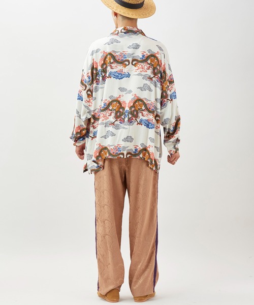 チャイハネ（チャイハネ）の「【チャイハネ】ボーダカ開襟長袖MEN'Sシャツ（シャツ/ブラウス・メンズ・ネイビー/ホワイト/カーキ・FREE）」の6枚目の写真