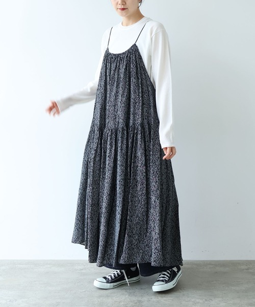 yuni(ユニ )の「Rayon/Cupra/cotton print drawstrings ワンピース(ワンピース・レディース・ブラック系その他3/ブラック系その他/ブラック系その他2・FREE)」の3枚目の写真