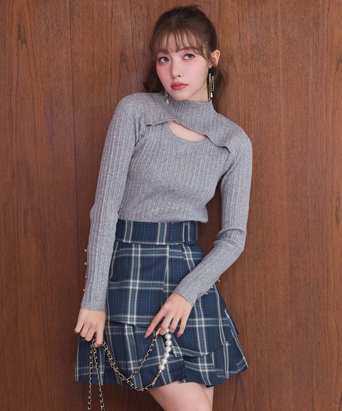 REDYAZEL(レディアゼル)の「レイヤードライクチェックプリーツミニスカート(スカート・レディース・ブルー系その他/グレー系その他/ブラック系その他・SMALL/MEDIUM)」の3枚目の写真