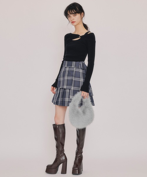 REDYAZEL(レディアゼル)の「レイヤードライクチェックプリーツミニスカート(スカート・レディース・ブルー系その他/グレー系その他/ブラック系その他・SMALL/MEDIUM)」の13枚目の写真