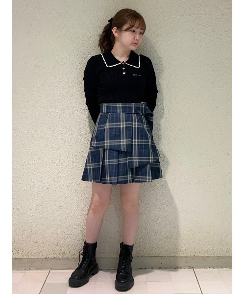 REDYAZEL(レディアゼル)の「レイヤードライクチェックプリーツミニスカート(スカート・レディース・ブルー系その他/グレー系その他/ブラック系その他・SMALL/MEDIUM)」の4枚目の写真