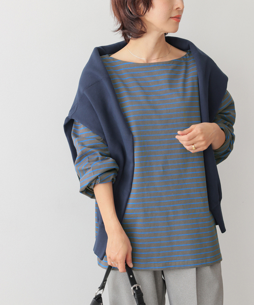 JOURNAL STANDARD relume(ジャーナルスタンダード レリューム)の「ONE DAYロゴボーダープルオーバー(Tシャツ/カットソー・レディース・ブラウン/ピンク/グリーン/グレー・FREE)」の2枚目の写真