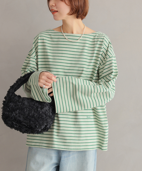 JOURNAL STANDARD relume(ジャーナルスタンダード レリューム)の「ONE DAYロゴボーダープルオーバー(Tシャツ/カットソー・レディース・ブラウン/ピンク/グリーン/グレー・FREE)」の4枚目の写真