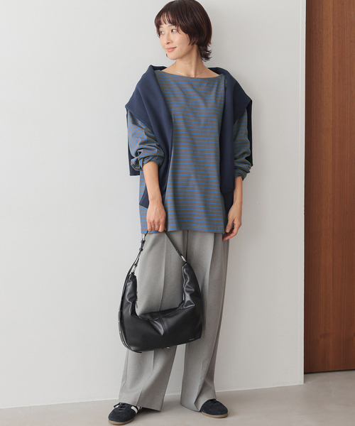 JOURNAL STANDARD relume(ジャーナルスタンダード レリューム)の「ONE DAYロゴボーダープルオーバー(Tシャツ/カットソー・レディース・ブラウン/ピンク/グリーン/グレー・FREE)」の5枚目の写真