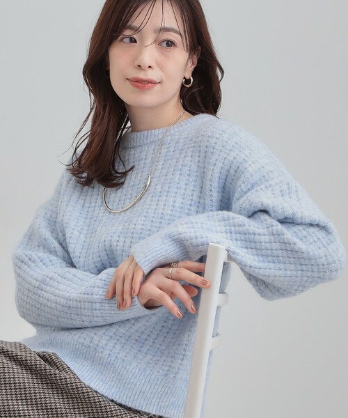 SHOO・LA・RUE（シューラルー）の「【洗濯機可】ふわふわミックスカラーニット（ニット/セーター・レディース・オレンジ/ライトグレー/ライトブルー・00）」の2枚目の写真