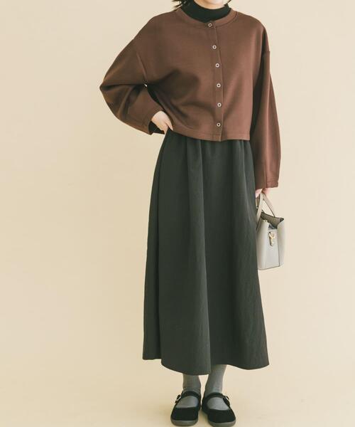 ITEMS URBANRESEARCH（アイテムズ アーバンリサーチ）の「『イージーケア』マルチWAYダンボールカーディガンワンピース（ワンピース・レディース・ブラウン/グレー・FREE）」の2枚目の写真