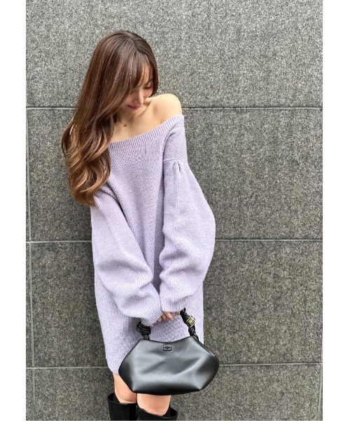 LUDICRUM（ルーディクルム）の「Off shoulder knit onepiece（ワンピース・レディース・ネイビー/アイボリー/ライラック・FREE）」の13枚目の写真