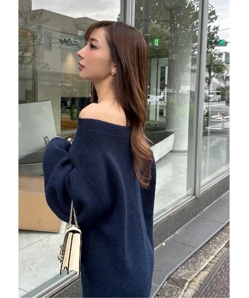 LUDICRUM（ルーディクルム）の「Off shoulder knit onepiece（ワンピース・レディース・ネイビー/アイボリー/ライラック・FREE）」の9枚目の写真