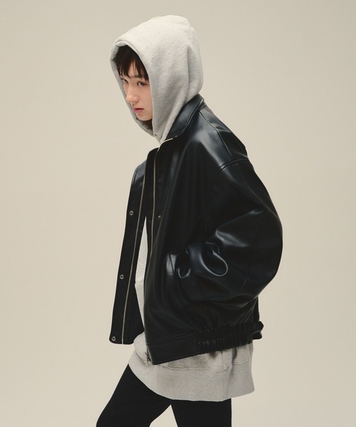 eL（エル）の「【eL】Leather Stand Blouson/636131（ブルゾン・レディース・ブラック/ブラウン・FREE）」の7枚目の写真