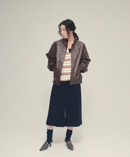 eL（エル）の「【eL】Leather Stand Blouson/636131（ブルゾン・レディース・ブラック/ブラウン・FREE）」の12枚目の写真