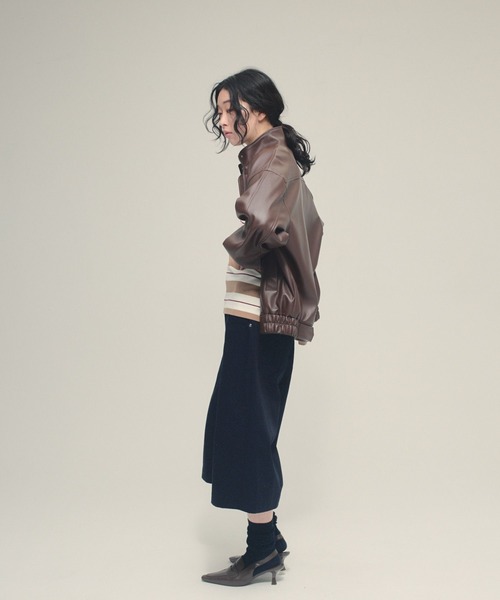 eL（エル）の「【eL】Leather Stand Blouson/636131（ブルゾン・レディース・ブラック/ブラウン・FREE）」の13枚目の写真