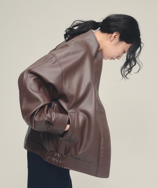eL（エル）の「【eL】Leather Stand Blouson/636131（ブルゾン・レディース・ブラック/ブラウン・FREE）」の15枚目の写真