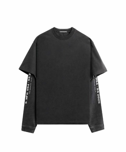 STAMPD（スタンプド）の「【STAMPD】S26 DOUBLE LAYERED LONGSLEEVE / チャコール [SLA-M4107LT]（Tシャツ/カットソー・メンズ・ブラック・M）」の7枚目の写真
