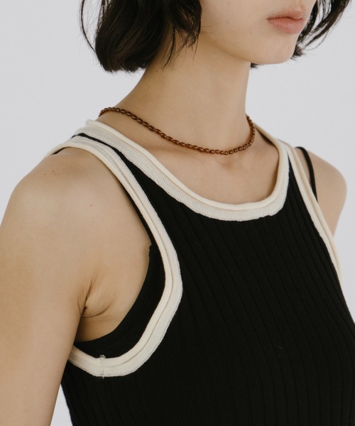 duei(デュイ)の「バイカラーリブニットタンクベスト(タンクトップ・レディース・グレー/ブラック/アイボリー・FREE)」の6枚目の写真