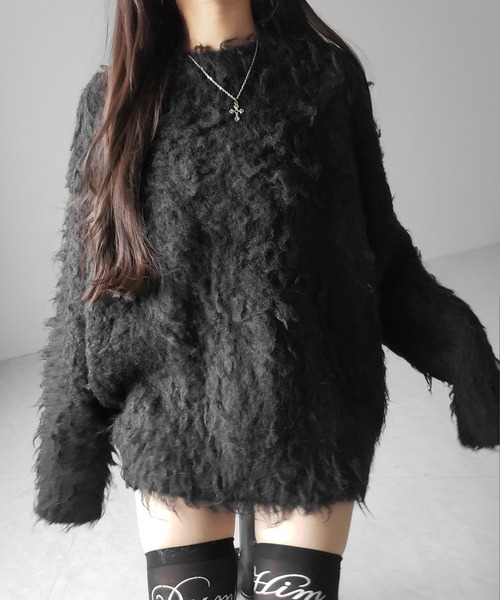 me+em select(ミームセレクト)の「【 2color 】オーバーサイズルーズシャギーニットプルオーバー/ oversize loose shaggy knit pullover(ニット/セーター・レディース・ホワイト/ブラック・FREE)」の1枚目の写真