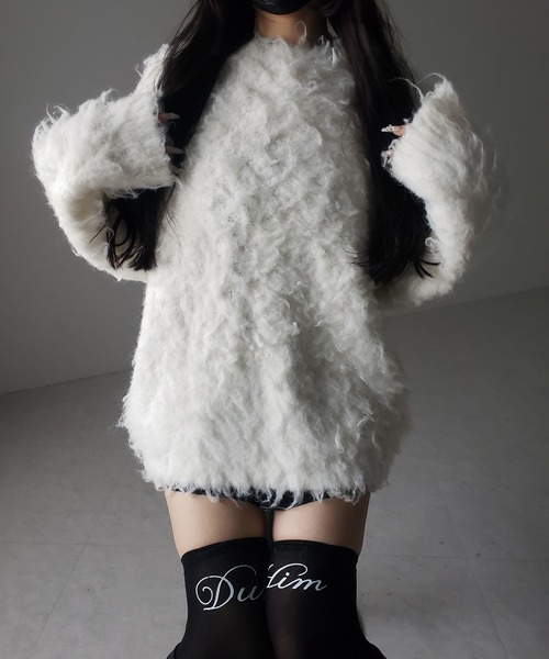 me+em select(ミームセレクト)の「【 2color 】オーバーサイズルーズシャギーニットプルオーバー/ oversize loose shaggy knit pullover(ニット/セーター・レディース・ホワイト/ブラック・FREE)」の10枚目の写真