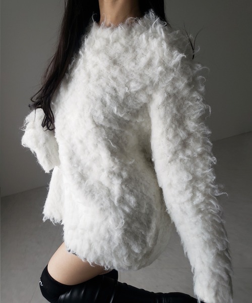 me+em select(ミームセレクト)の「【 2color 】オーバーサイズルーズシャギーニットプルオーバー/ oversize loose shaggy knit pullover(ニット/セーター・レディース・ホワイト/ブラック・FREE)」の17枚目の写真