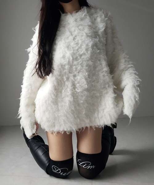 me+em select(ミームセレクト)の「【 2color 】オーバーサイズルーズシャギーニットプルオーバー/ oversize loose shaggy knit pullover(ニット/セーター・レディース・ホワイト/ブラック・FREE)」の19枚目の写真