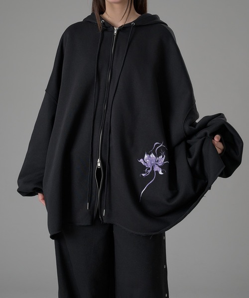 狐刺繍ビックジップフーディー（パーカー）｜狐独（コドク）の