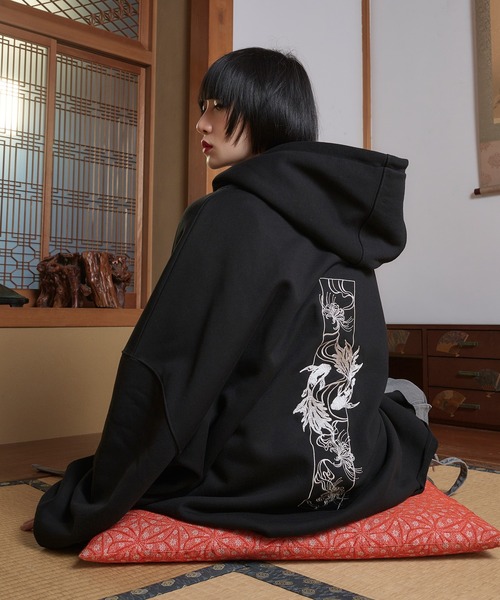 狐独（コドク）の「狐刺繍ビックジップフーディー（パーカー・メンズ・ブラウン系/ブラック/ダークグレー/ブラック系・MEDIUM/LARGE）」の13枚目の写真