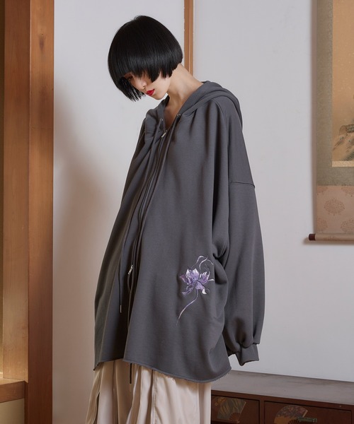 狐独（コドク）の「狐刺繍ビックジップフーディー（パーカー・メンズ・ブラウン系/ブラック/ダークグレー/ブラック系・MEDIUM/LARGE）」の10枚目の写真