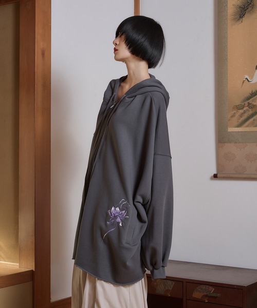 狐独（コドク）の「狐刺繍ビックジップフーディー（パーカー・メンズ・ブラウン系/ブラック/ダークグレー/ブラック系・MEDIUM/LARGE）」の9枚目の写真