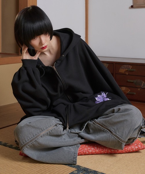 狐独（コドク）の「狐刺繍ビックジップフーディー（パーカー・メンズ・ブラウン系/ブラック/ダークグレー/ブラック系・MEDIUM/LARGE）」の11枚目の写真