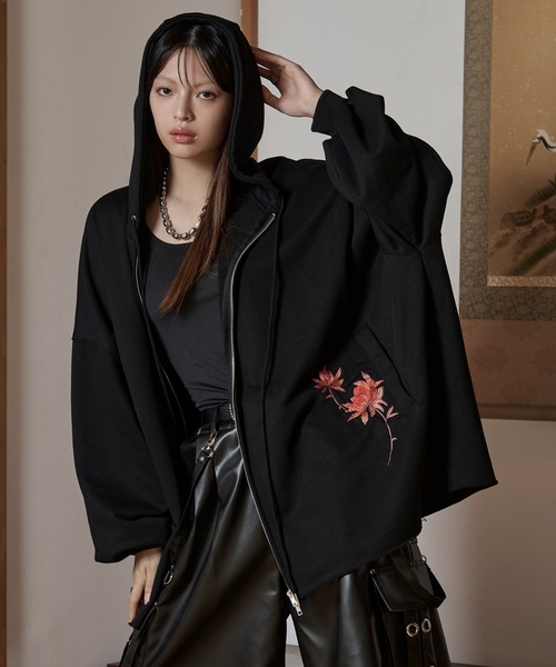 狐独（コドク）の「狐刺繍ビックジップフーディー（パーカー・メンズ・ブラウン系/ブラック/ダークグレー/ブラック系・MEDIUM/LARGE）」の18枚目の写真