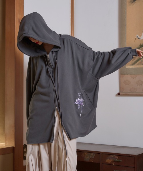 狐独（コドク）の「狐刺繍ビックジップフーディー（パーカー・メンズ・ブラウン系/ブラック/ダークグレー/ブラック系・MEDIUM/LARGE）」の20枚目の写真