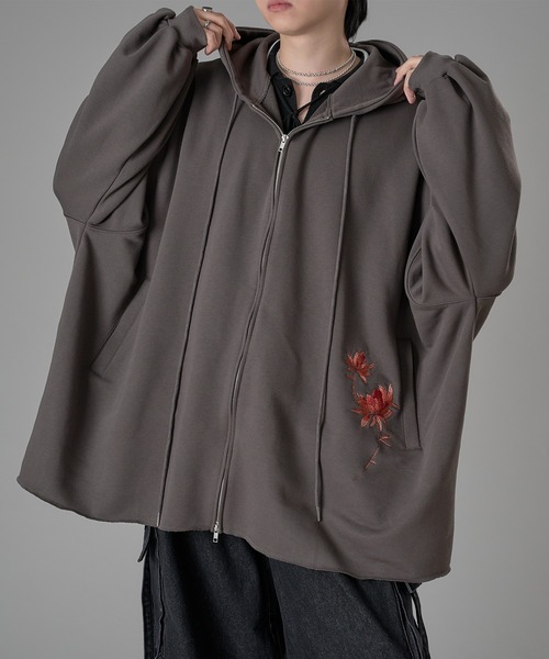 狐刺繍ビックジップフーディー（パーカー）｜狐独（コドク）の