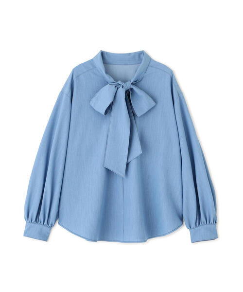 NATURAL BEAUTY BASIC（ナチュラルビューティーベーシック）の「◇シャンブレーボウタイブラウス（シャツ/ブラウス・レディース・ブルー/ネイビー・FREE）」の6枚目の写真