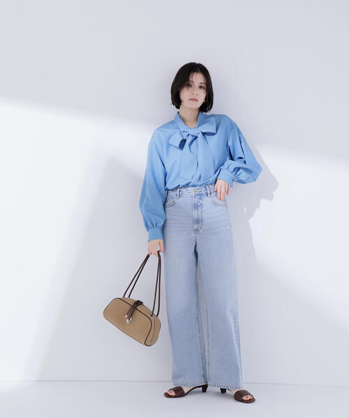 NATURAL BEAUTY BASIC（ナチュラルビューティーベーシック）の「◇シャンブレーボウタイブラウス（シャツ/ブラウス・レディース・ブルー/ネイビー・FREE）」の9枚目の写真