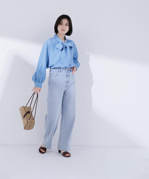 NATURAL BEAUTY BASIC（ナチュラルビューティーベーシック）の「◇シャンブレーボウタイブラウス（シャツ/ブラウス・レディース・ブルー/ネイビー・FREE）」の11枚目の写真