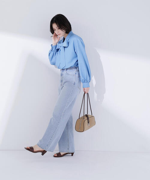 NATURAL BEAUTY BASIC（ナチュラルビューティーベーシック）の「◇シャンブレーボウタイブラウス（シャツ/ブラウス・レディース・ブルー/ネイビー・FREE）」の13枚目の写真