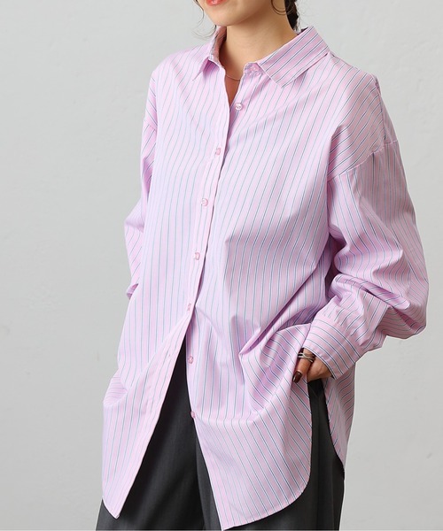 COLONY 2139（コロニートゥーワンスリーナイン）の「ストライプBIGシャツ（シャツ/ブラウス・レディース・ブルー/ピンク・FREE）」の2枚目の写真