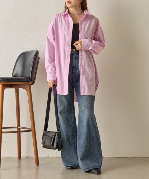 COLONY 2139（コロニートゥーワンスリーナイン）の「ストライプBIGシャツ（シャツ/ブラウス・レディース・ブルー/ピンク・FREE）」の17枚目の写真