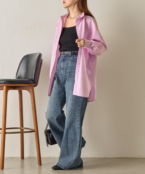 COLONY 2139（コロニートゥーワンスリーナイン）の「ストライプBIGシャツ（シャツ/ブラウス・レディース・ブルー/ピンク・FREE）」の16枚目の写真
