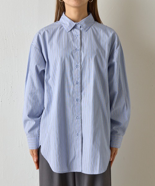 COLONY 2139（コロニートゥーワンスリーナイン）の「ストライプBIGシャツ（シャツ/ブラウス・レディース・ブルー/ピンク・FREE）」の4枚目の写真