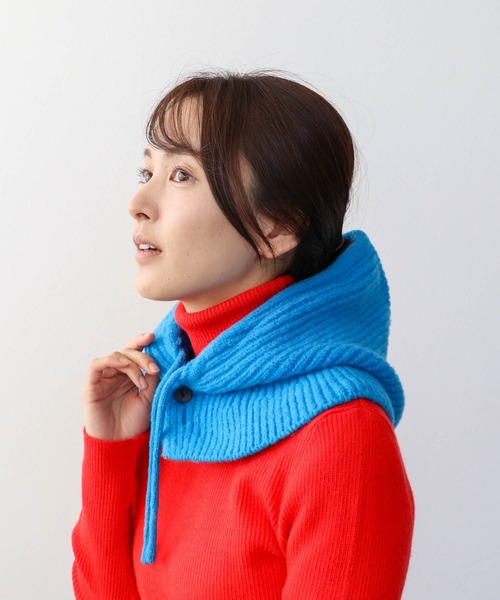 Three Four Time（ｽﾘｰﾌｫｰﾀｲﾑ）の「プレーンニットバラクラバ（ニットキャップ/ビーニー・レディース・ブルー/ブラック・FREE）」の2枚目の写真