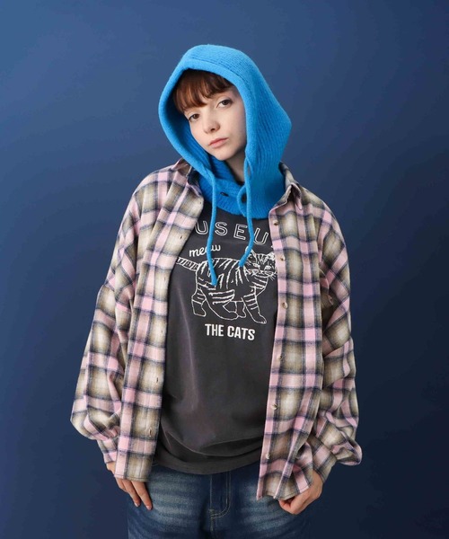 Three Four Time（ｽﾘｰﾌｫｰﾀｲﾑ）の「プレーンニットバラクラバ（ニットキャップ/ビーニー・レディース・ブルー/ブラック・FREE）」の12枚目の写真