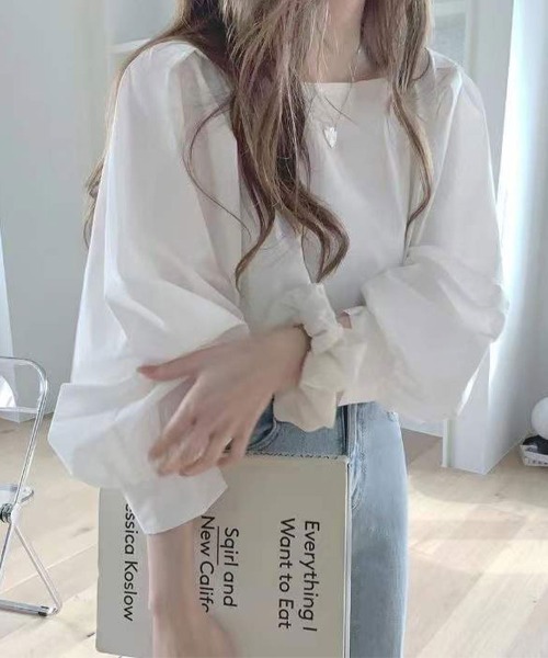 SallyLunn(サリーラン)の「スクエアネックブラウス(シャツ/ブラウス・レディース・ブルー/ホワイト・MEDIUM/LARGE)」の2枚目の写真