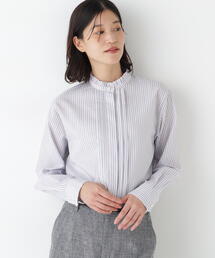 human woman | ◆先染めストライプスタンドフリルブラウス(シャツ/ブラウス)