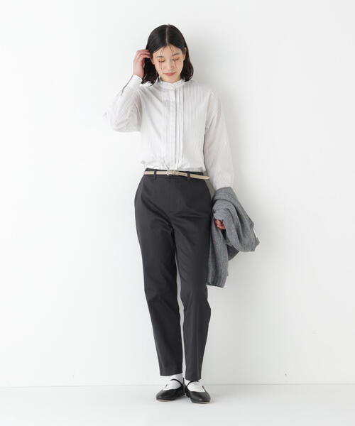 human woman（ヒューマンウーマン）の「◆先染めストライプスタンドフリルブラウス（シャツ/ブラウス・レディース・チャコールグレー/ブルー系その他3・MEDIUM）」の18枚目の写真