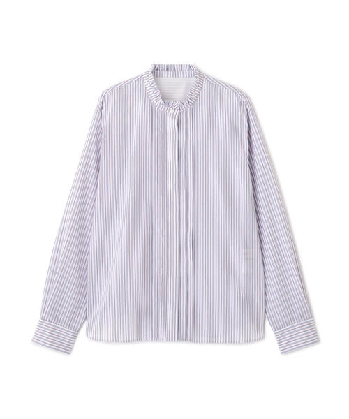 human woman（ヒューマンウーマン）の「◆先染めストライプスタンドフリルブラウス（シャツ/ブラウス・レディース・チャコールグレー/ブルー系その他3・MEDIUM）」の7枚目の写真