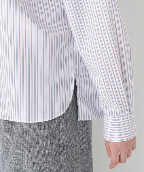 human woman（ヒューマンウーマン）の「◆先染めストライプスタンドフリルブラウス（シャツ/ブラウス・レディース・チャコールグレー/ブルー系その他3・MEDIUM）」の14枚目の写真