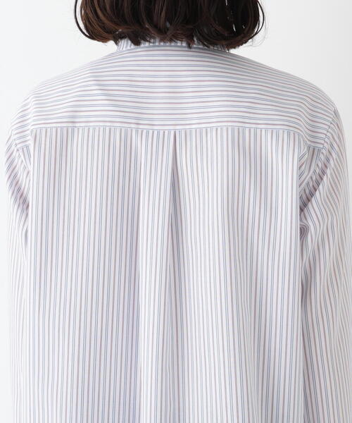 human woman（ヒューマンウーマン）の「◆先染めストライプスタンドフリルブラウス（シャツ/ブラウス・レディース・チャコールグレー/ブルー系その他3・MEDIUM）」の15枚目の写真
